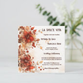 All-in-One Italiaanse Rode Bloemen Wedding Kaart (Staand voorkant)