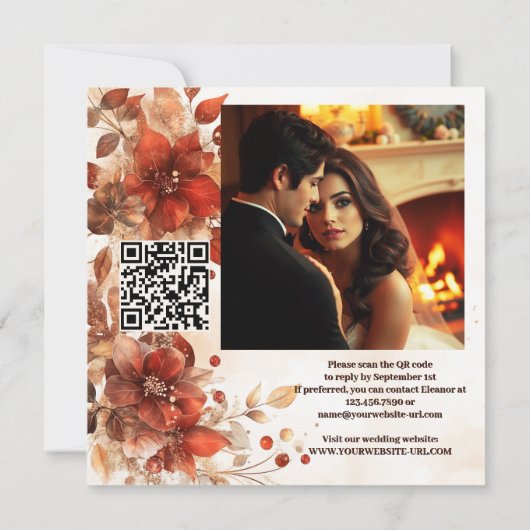 All-in-One Italiaanse Rode Bloemen Wedding Kaart (Achterkant)