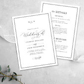 All-in-One Kalligrafie Ampersand Monogram Huwelijk Kaart