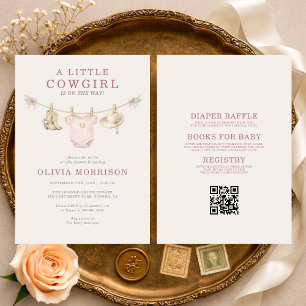 All in One Kleine Cowgirl Waslijn Baby Shower Kaart