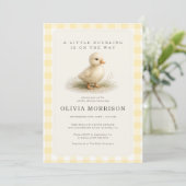 All in One Kleine Eendje Gingham Baby Shower Kaart (Staand voorkant)