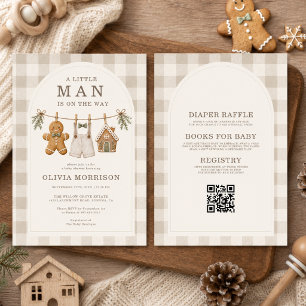 All in One Kleine Man Gingerbread Baby Shower Kaart