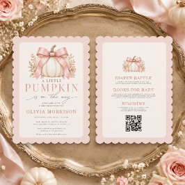 All in One Kleine Pompoen Roze Strik Baby Shower Kaart