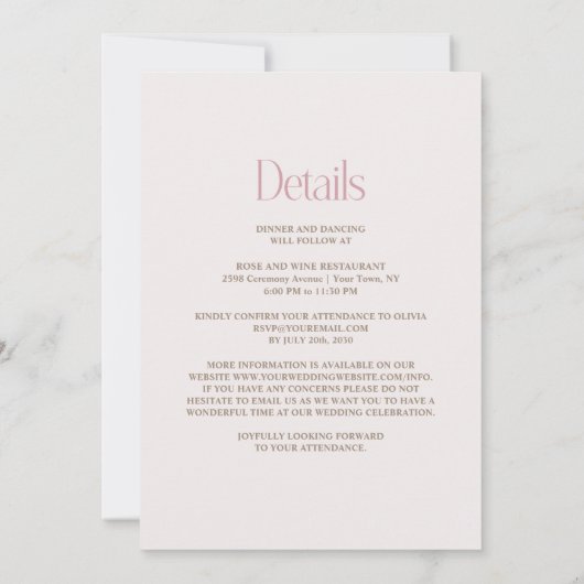 All in One Landelijke Roze Bloemige Bruiloft Kaart (Achterkant)