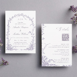 All in One Lavender Botanical Arch Garden Wedding  Kaart