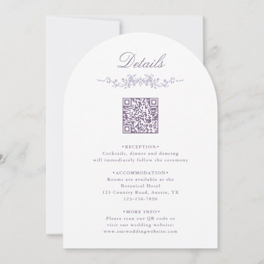 All in One Lavender Botanical Garden Wedding Arch Kaart (Achterkant)