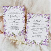 All-in-one Lavender Wildflower Wedding Kaart