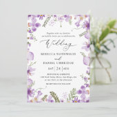 All-in-one Lavender Wildflower Wedding Kaart (Staand voorkant)