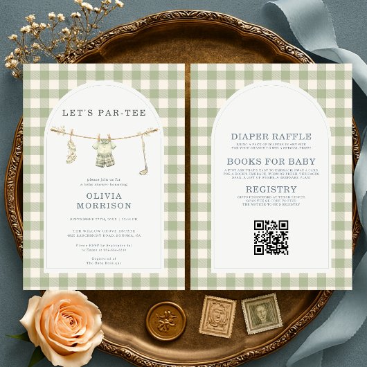 All in One Let's Par-Tee Golf Gingham Babyfeestje Kaart