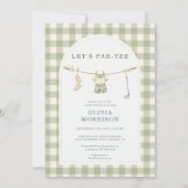 All in One Let's Par-Tee Golf Gingham Babyfeestje Kaart (Voorkant)