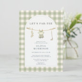All in One Let's Par-Tee Golf Gingham Babyfeestje Kaart (Staand voorkant)