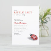 All in One Lieveheersbeestje Gingham Baby Shower Kaart (Staand voorkant)