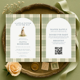 All in One Little Birdie Golf Plaid Baby Shower Kaart