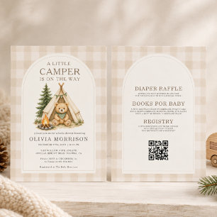 All in One Little Camper Gingham Baby Shower Kaart