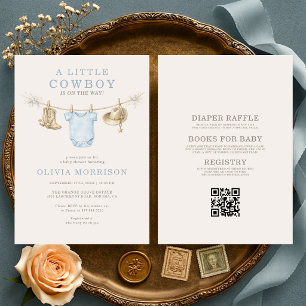 All in One Little Cowboy Clothesline Baby Shower Kaart