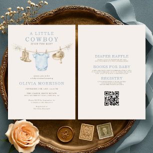 All in One Little Cowboy Clothesline Baby Shower Kaart