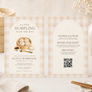 All in One Little Dumpling Gingham Baby Shower Kaart