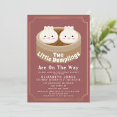 All in One Little Dumpling Twins Baby Shower QR Kaart (Staand voorkant)