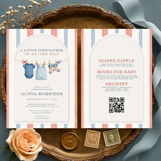 All in One Little Firecracker Baby Shower Kaart