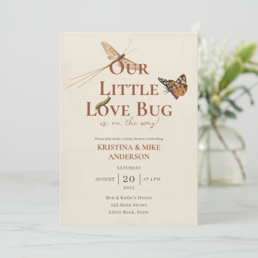 All in One Little Love Bug Baby shower Uitnodiging (Staand voorkant)