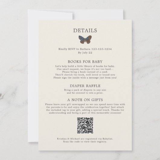 All in One Little Love Bug Baby shower Uitnodiging (Achterkant)