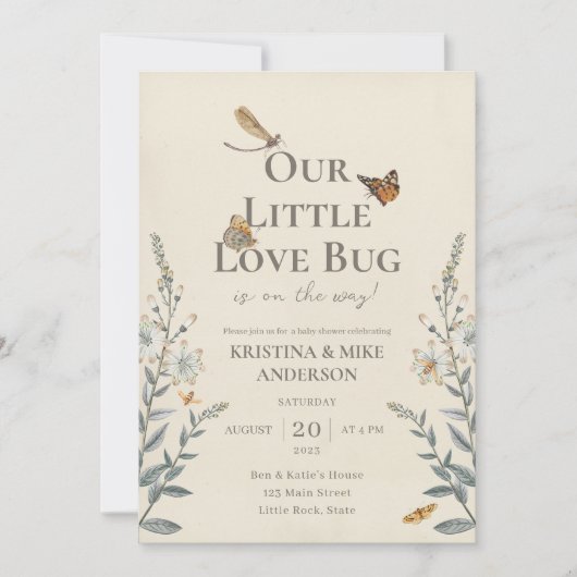 All in One Little Love Bug Baby shower Uitnodiging (Voorkant)