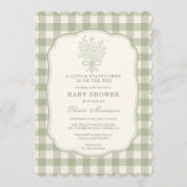 All in One Little Wildflower Gingham Baby Shower Kaart (Voorkant)