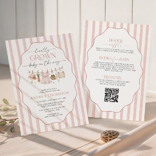 All in One Lokale Baby Shower Roze Strepen Kaart