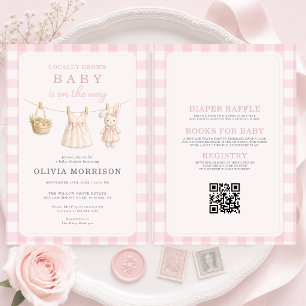 All in One Lokale Baby Shower Uitnodiging Roze Mei