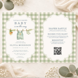 All in One Lokale Gingham Baby Shower Kaart