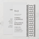 All in One Modern Boho Mudcloth Monogram Huwelijk  Kaart (Voorkant / Achterkant)
