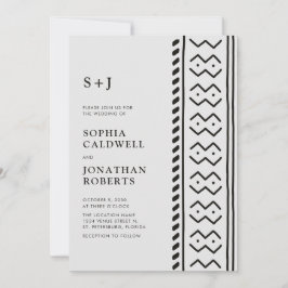 All in One Modern Boho Mudcloth Monogram Huwelijk  Kaart