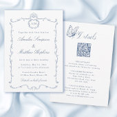 All in One Modern Classic French Wedding Blue Kaart