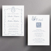 All in One Modern Classic French Wedding Blue Kaart