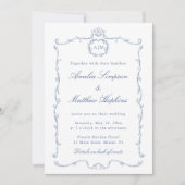 All in One Modern Classic French Wedding Blue Kaart (Voorkant)