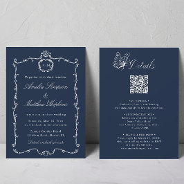 All in One Modern Classic French Wedding Navy Blue Kaart