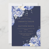 All in One Modern⎮Navy Bloemen Bruiloft Kaart (Voorkant)