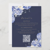 All in One Modern⎮Navy Bloemen Bruiloft Kaart (Achterkant)