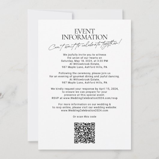 All-in-One Modern Zwart-wit foto bruiloft Kaart (Achterkant)