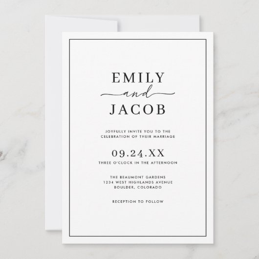 All-in-One moderne minimalistische zwarte & witte  Kaart (Voorkant)