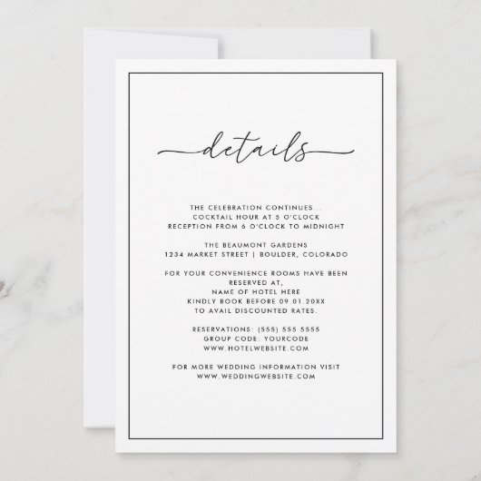 All-in-One moderne minimalistische zwarte & witte  Kaart (Achterkant)