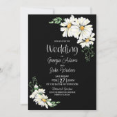 All-in-One Moody Black Daisies Wedding Invitation Kaart (Voorkant)