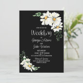 All-in-One Moody Black Daisies Wedding Invitation Kaart (Staand voorkant)