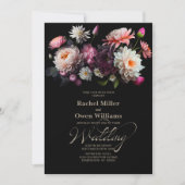 All In One Moody Black Floral Wedding Kaart (Voorkant)