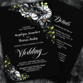 All In One Moody Black Floral Wedding Kaart
