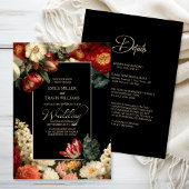 All in One Moody Floral Black Wedding Kaart