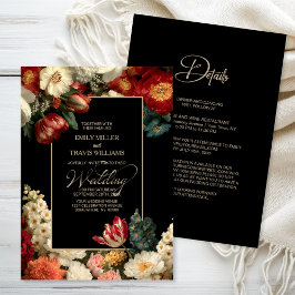 All in One Moody Floral Black Wedding Kaart