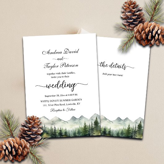 All in One Mountains and Pines Elegant Wedding Kaart