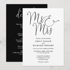 All In One Mr And Mrs Chic Zwart Witte Trouwdag Kaart