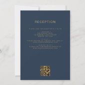 All in One Navy Blauw Goud Bruiloft QR Code Script Kaart (Achterkant)